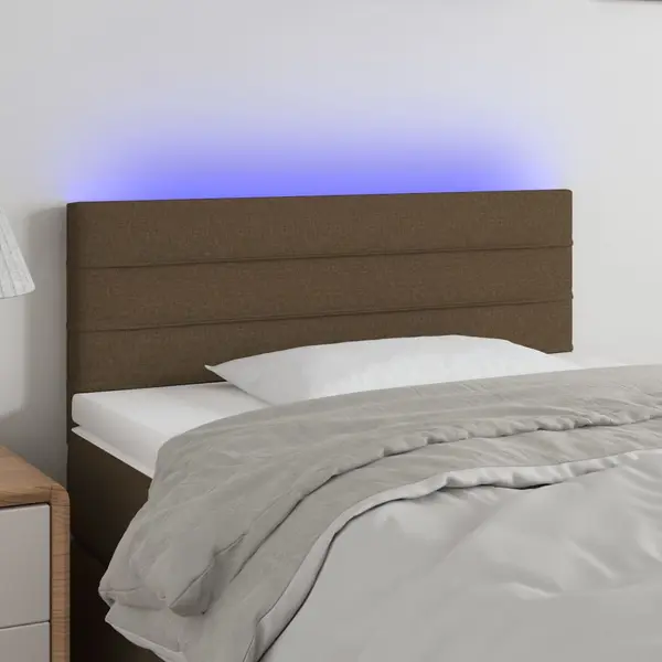 Gossi tablie de pat cu led, maro inchis, 100x5x78/88 cm, textil