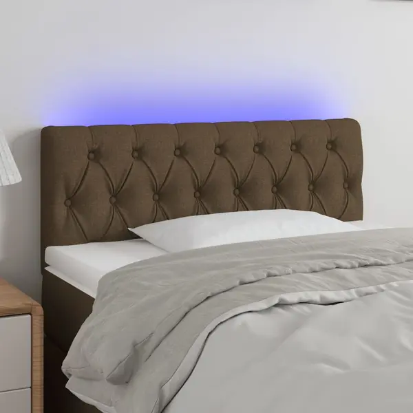 Gossi tablie de pat cu led, maro inchis, 100x7x78/88 cm, textil