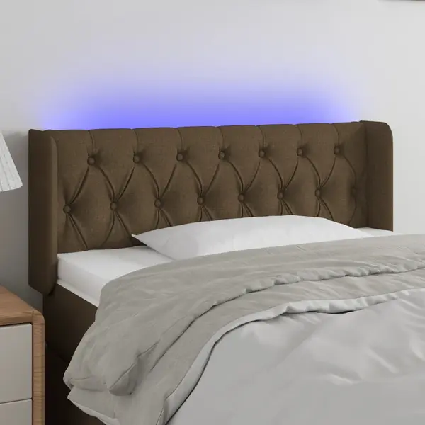 Gossi tablie de pat cu led, maro inchis, 103x16x78/88 cm, textil