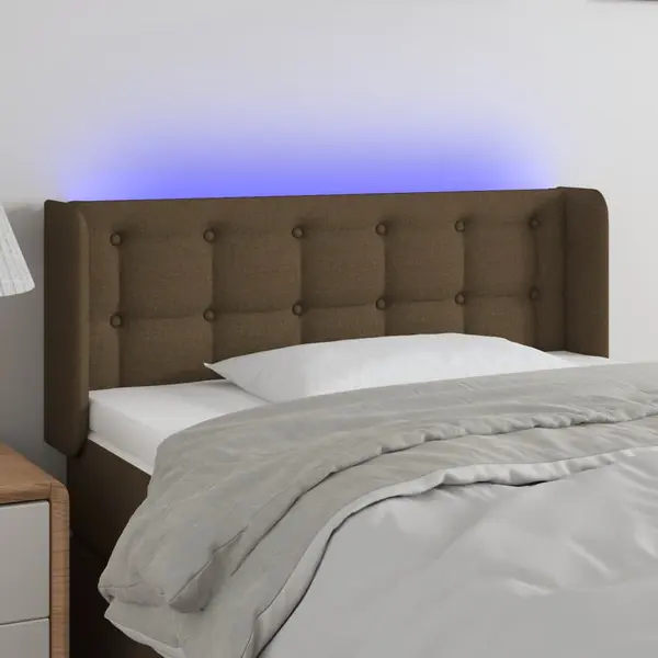 Gossi tablie de pat cu led, maro inchis, 103x16x78/88 cm, textil