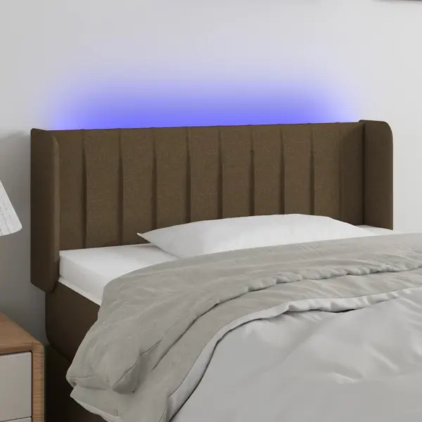 Gossi tablie de pat cu led, maro inchis, 103x16x78/88 cm, textil