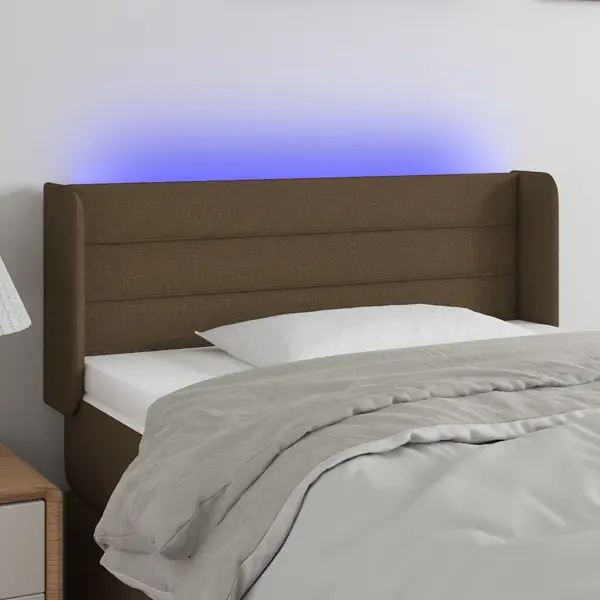 Gossi tablie de pat cu led, maro inchis, 103x16x78/88 cm, textil