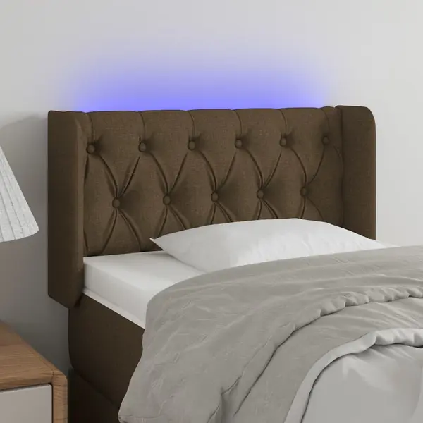Gossi tablie de pat cu led, maro inchis, 83x16x78/88 cm, textil