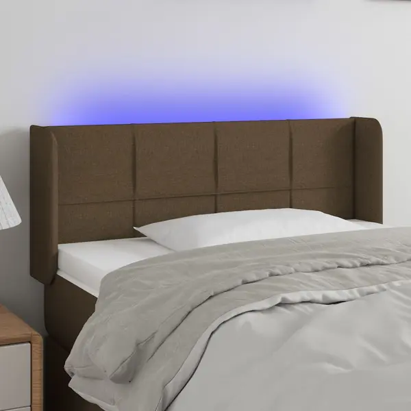 Gossi tablie de pat cu led, maro inchis, 83x16x78/88 cm, textil