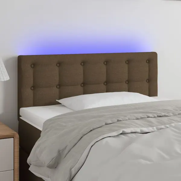 Gossi tablie de pat cu led, maro inchis, 90x5x78/88 cm, textil
