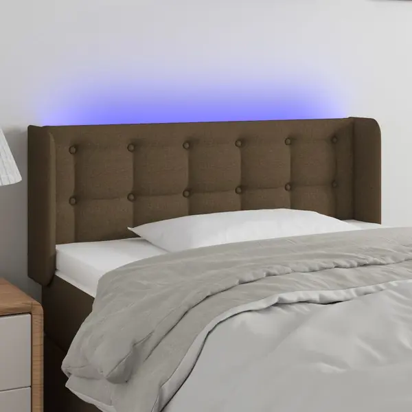 Gossi tablie de pat cu led, maro inchis, 93x16x78/88 cm, textil