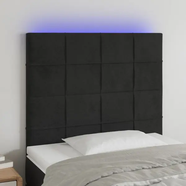 Gossi tablie de pat cu led, negru, 100x5x118/128 cm, catifea