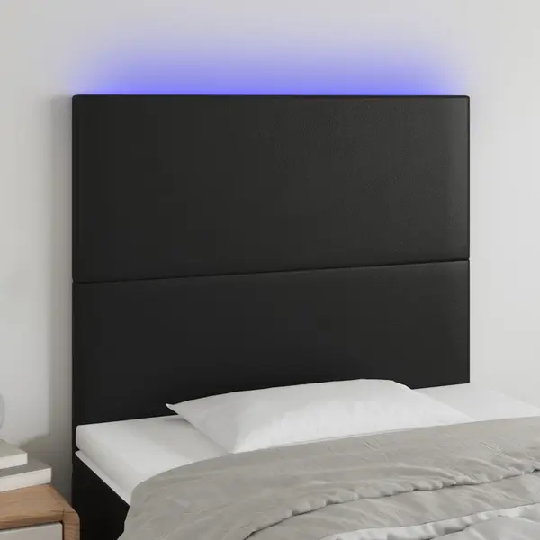 Gossi tablie de pat cu led, negru, 100x5x118/128 cm, piele ecologica