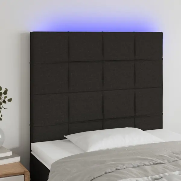 Gossi tablie de pat cu led, negru, 100x5x118/128 cm, textil