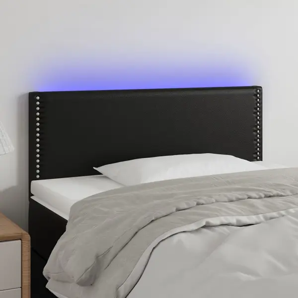 Gossi tablie de pat cu led, negru, 100x5x78/88 cm, piele ecologica