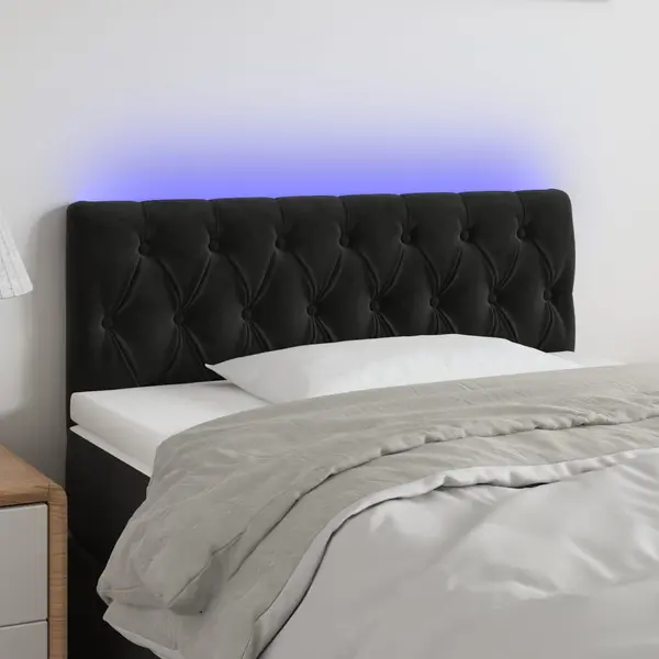 Gossi tablie de pat cu led, negru, 100x7x78/88 cm, catifea