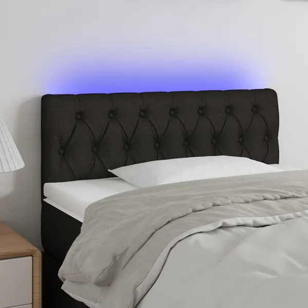 Gossi tablie de pat cu led, negru, 100x7x78/88 cm, textil
