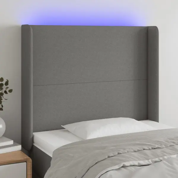 Gossi tablie de pat cu led, negru, 103x16x118/128 cm, textil
