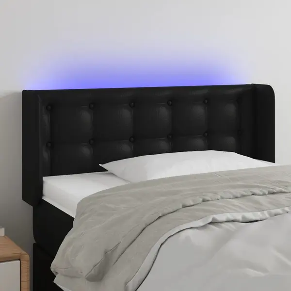 Gossi tablie de pat cu led, negru, 103x16x78/88 cm, piele ecologica