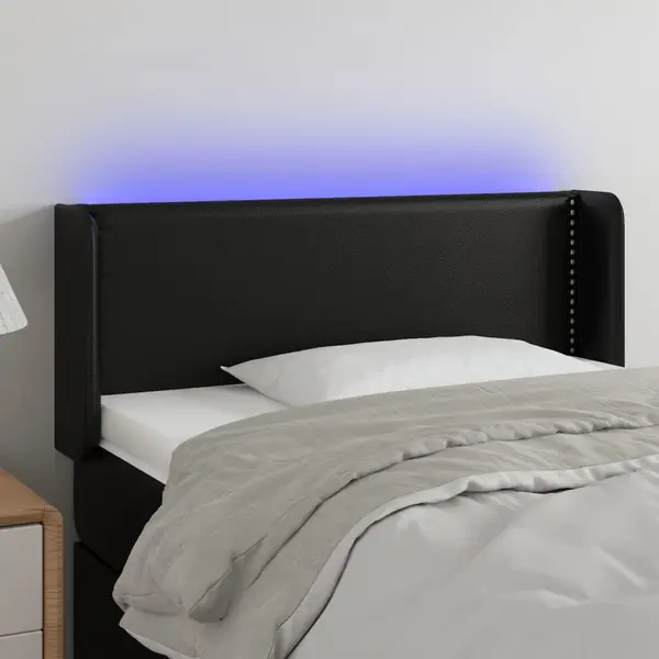 Gossi tablie de pat cu led, negru, 103x16x78/88 cm, piele ecologica