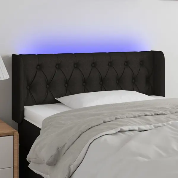 Gossi tablie de pat cu led, negru, 103x16x78/88 cm, textil