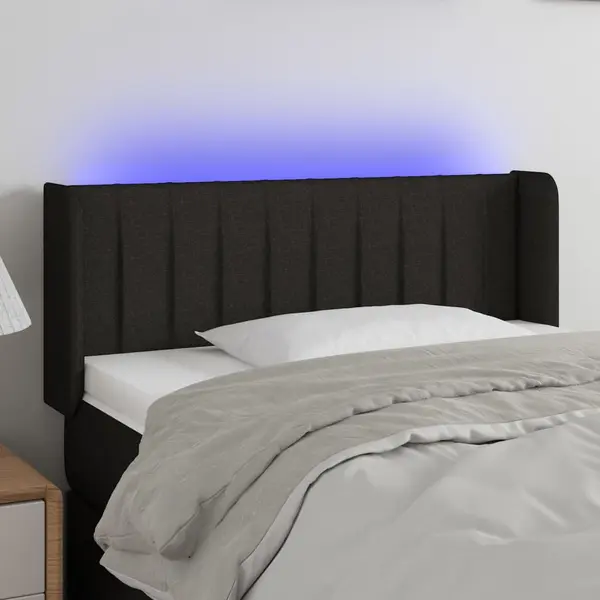 Gossi tablie de pat cu led, negru, 103x16x78/88 cm, textil
