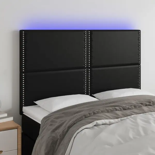 Gossi tablie de pat cu led, negru, 144x5x118/128 cm, piele ecologica