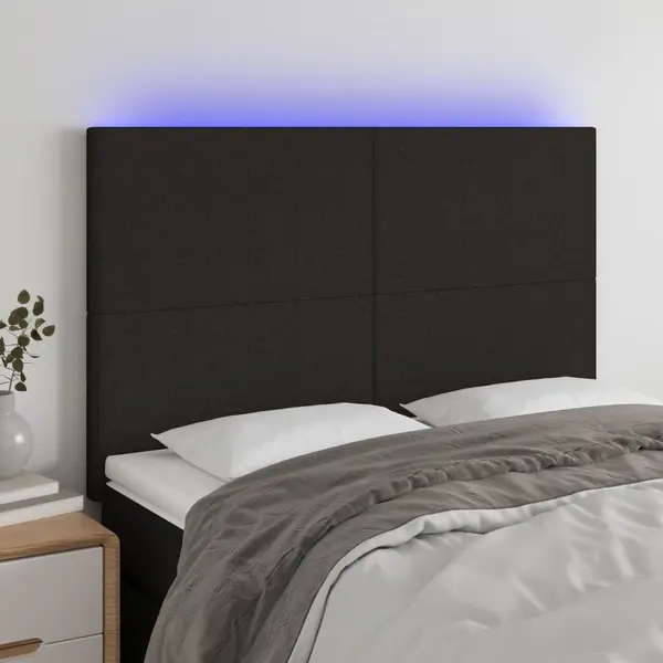 Gossi tablie de pat cu led, negru, 144x5x118/128 cm, textil
