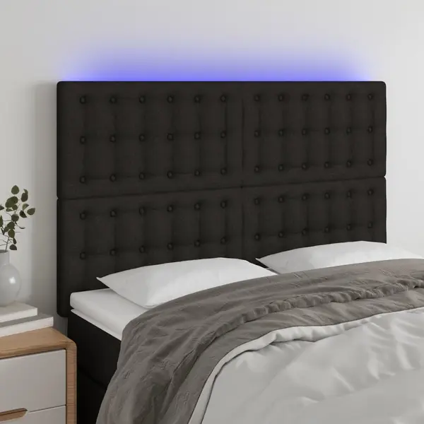 Gossi tablie de pat cu led, negru, 144x5x118/128 cm, textil