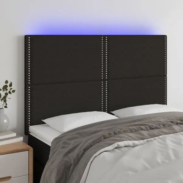 Gossi tablie de pat cu led, negru, 144x5x118/128 cm, textil