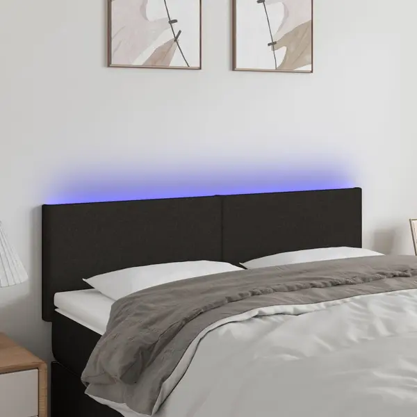 Gossi tablie de pat cu led, negru, 144x5x78/88 cm, textil