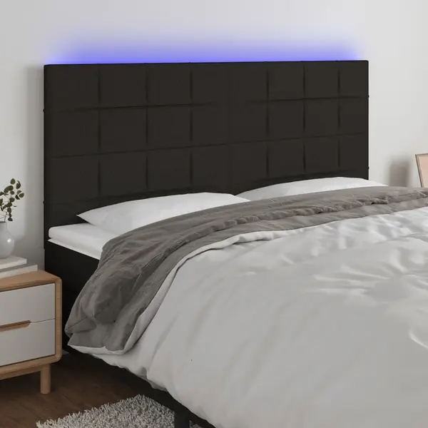 Gossi tablie de pat cu led, negru, 160x5x118/128 cm, textil
