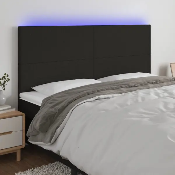 Gossi tablie de pat cu led, negru, 160x5x118/128 cm, textil