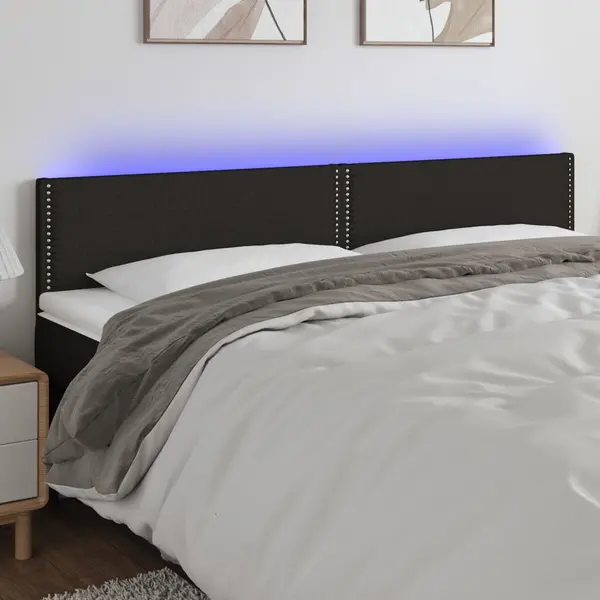 Gossi tablie de pat cu led, negru, 160x5x78/88 cm, textil