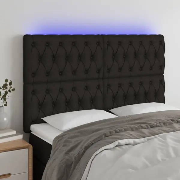 Gossi tablie de pat cu led, negru, 160x7x118/128 cm, textil