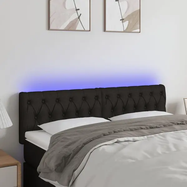 Gossi tablie de pat cu led, negru, 160x7x78/88 cm, textil