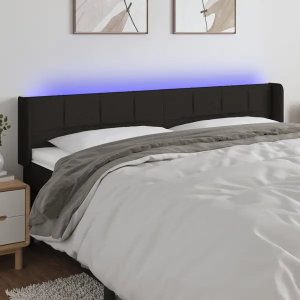 Gossi tablie de pat cu led, negru, 163x16x78/88 cm, textil