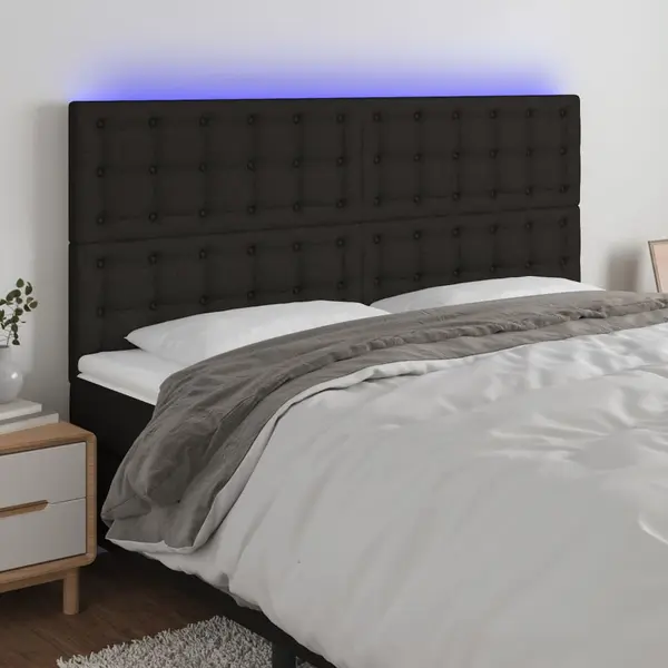 Gossi tablie de pat cu led, negru, 180x5x118/128 cm, textil