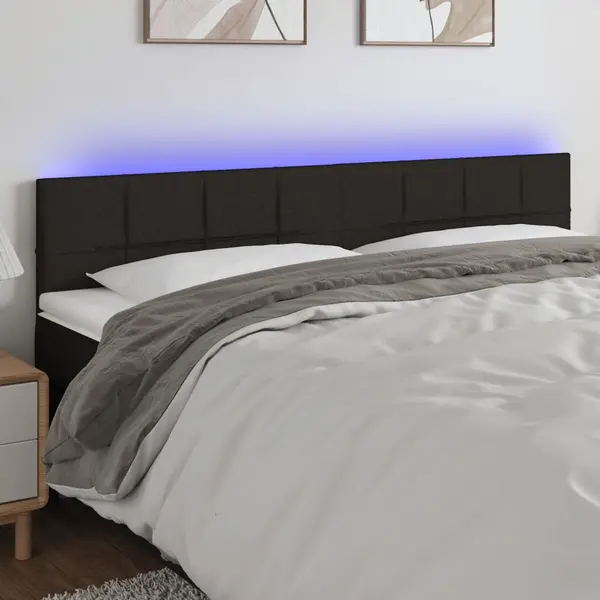 Gossi tablie de pat cu led, negru, 180x5x78/88 cm, textil