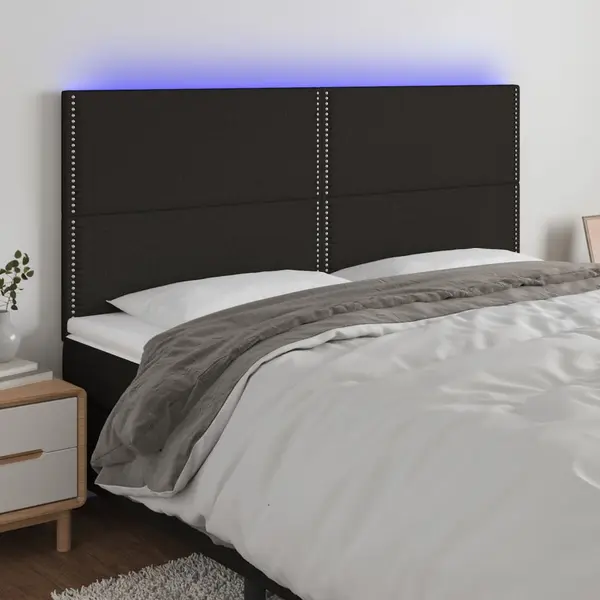 Gossi tablie de pat cu led, negru, 200x5x118/128 cm, textil