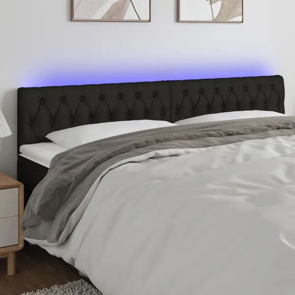 Gossi tablie de pat cu led, negru, 200x7x78/88 cm, textil