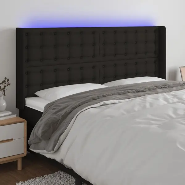 Gossi tablie de pat cu led, negru, 203x16x118/128 cm, textil