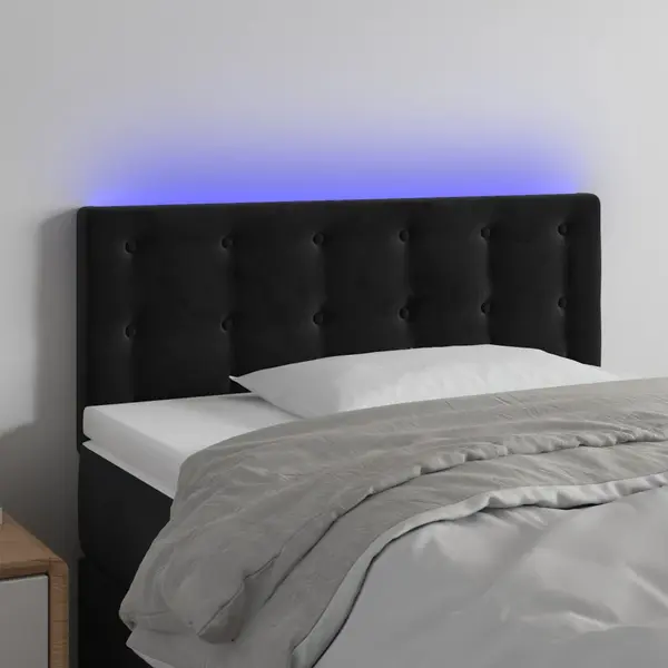 Gossi tablie de pat cu led, negru, 80x5x78/88 cm, catifea
