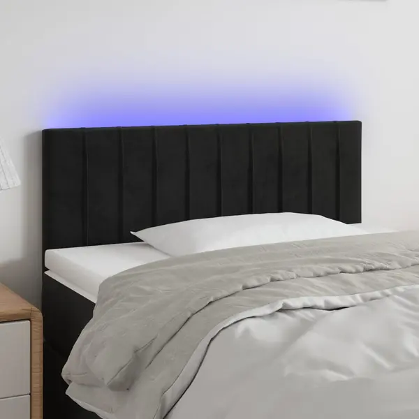 Gossi tablie de pat cu led, negru, 80x5x78/88 cm, catifea