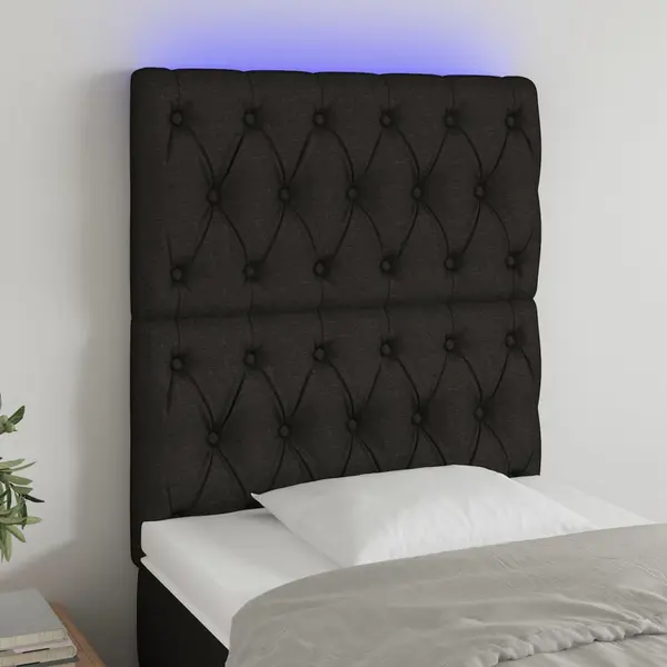 Gossi tablie de pat cu led, negru, 80x7x118/128 cm, textil