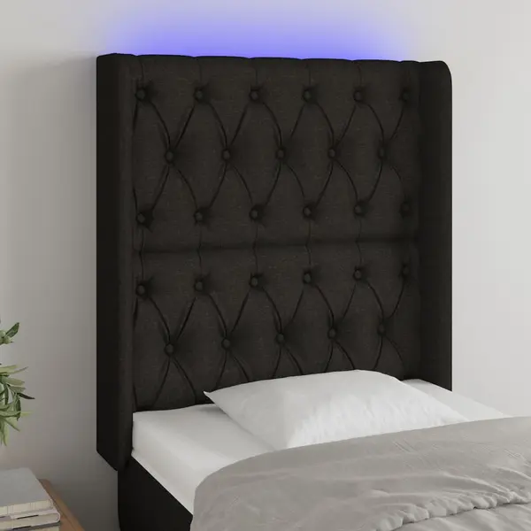 Gossi tablie de pat cu led, negru, 83x16x118/128 cm, textil