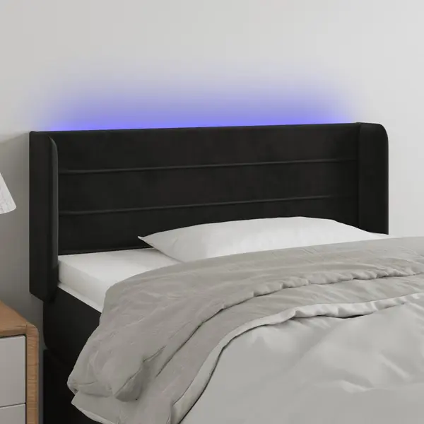 Gossi tablie de pat cu led, negru, 83x16x78/88 cm, catifea