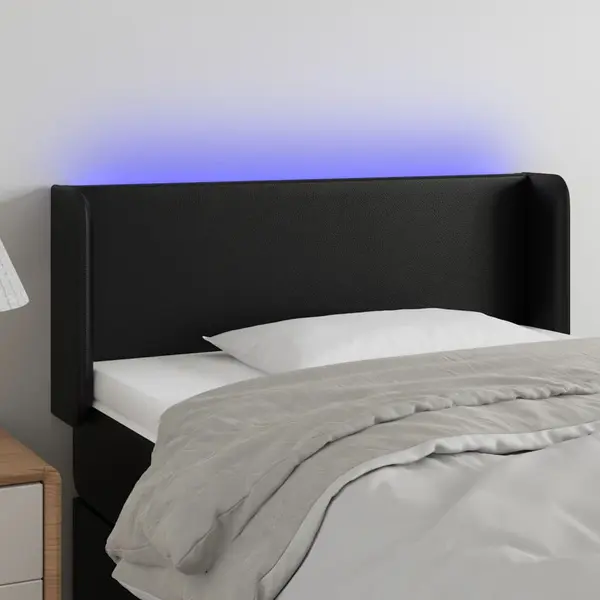 Gossi tablie de pat cu led, negru, 83x16x78/88 cm, piele ecologica