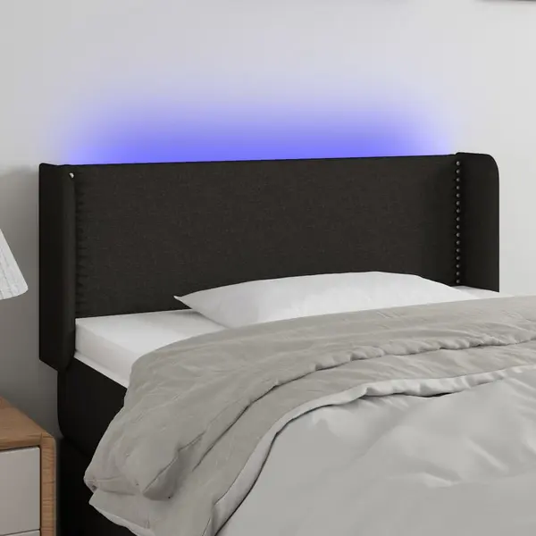 Gossi tablie de pat cu led, negru, 83x16x78/88 cm, textil