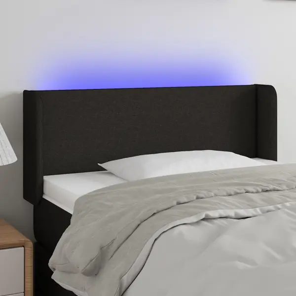Gossi tablie de pat cu led, negru, 83x16x78/88 cm, textil