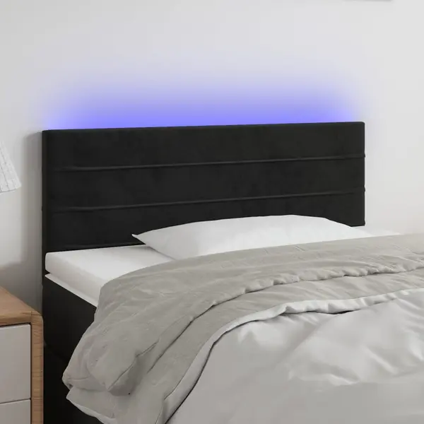 Gossi tablie de pat cu led, negru, 90x5x78/88 cm, catifea