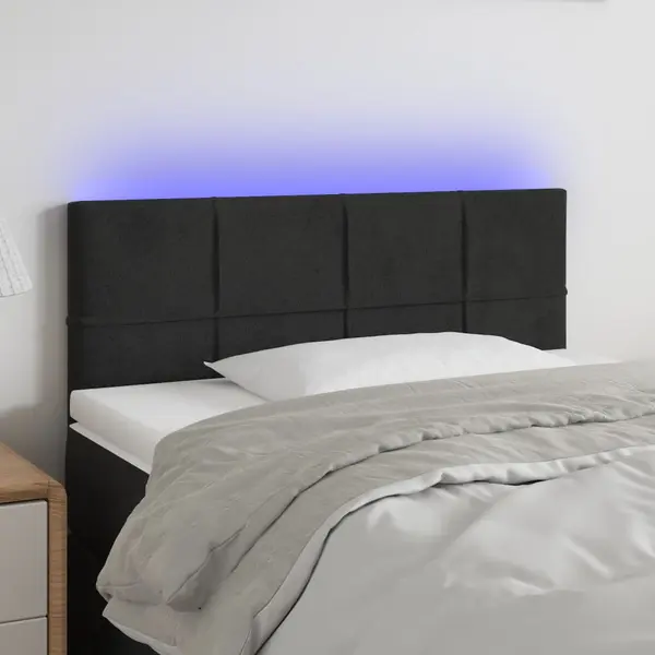 Gossi tablie de pat cu led, negru, 90x5x78/88 cm, catifea