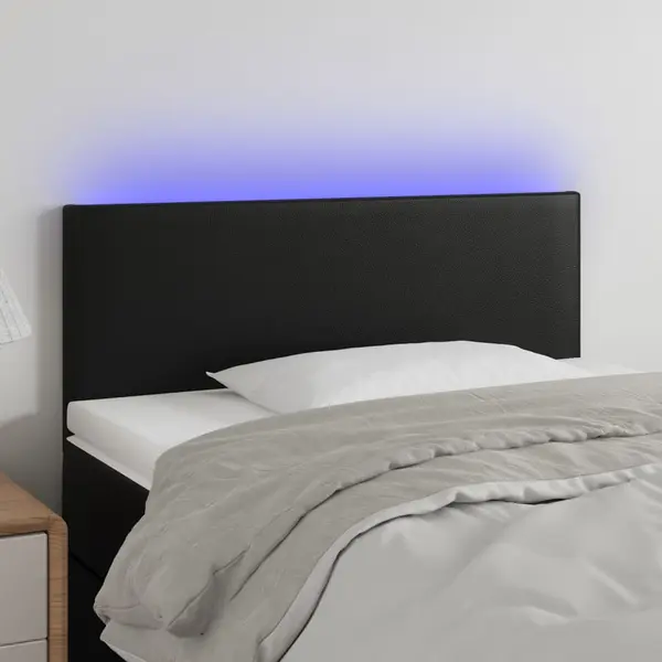 Gossi tablie de pat cu led, negru, 90x5x78/88 cm, piele ecologica