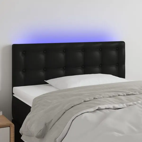 Gossi tablie de pat cu led, negru, 90x5x78/88 cm, piele ecologica