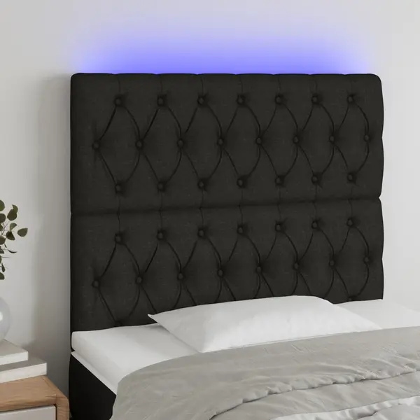 Gossi tablie de pat cu led, negru, 90x7x118/128 cm, textil